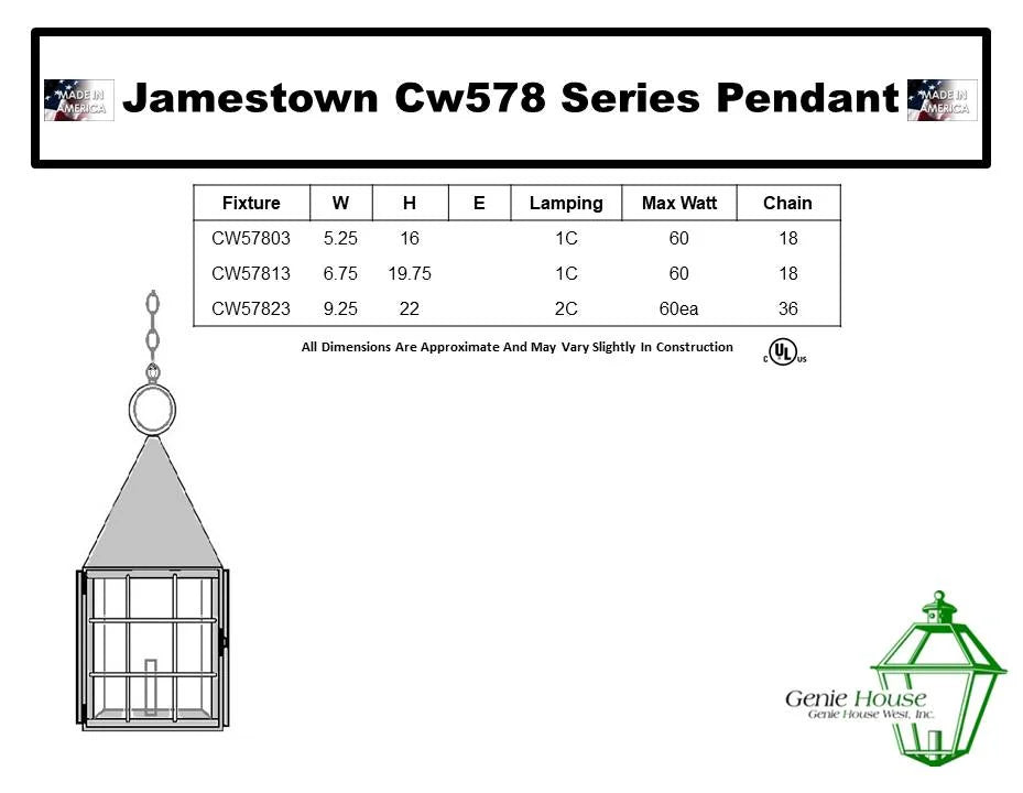 Jamestown Outdoor Hanging Lantern CW57813