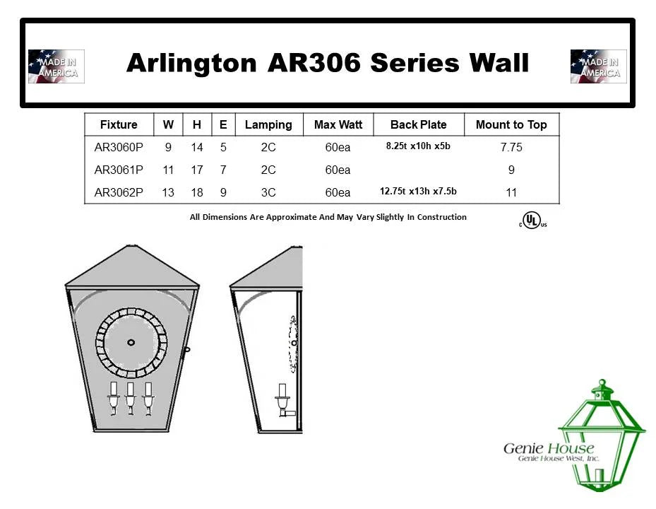 Arlington Outdoor Wall Lantern AR3060P