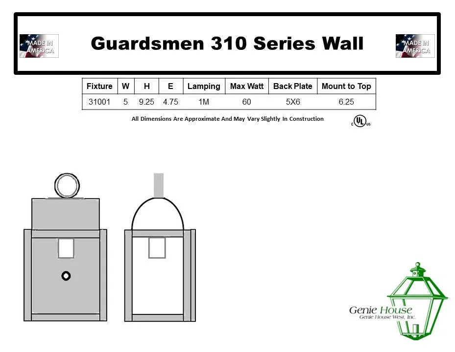 Guardsmen Outdoor Wall Lantern 31001