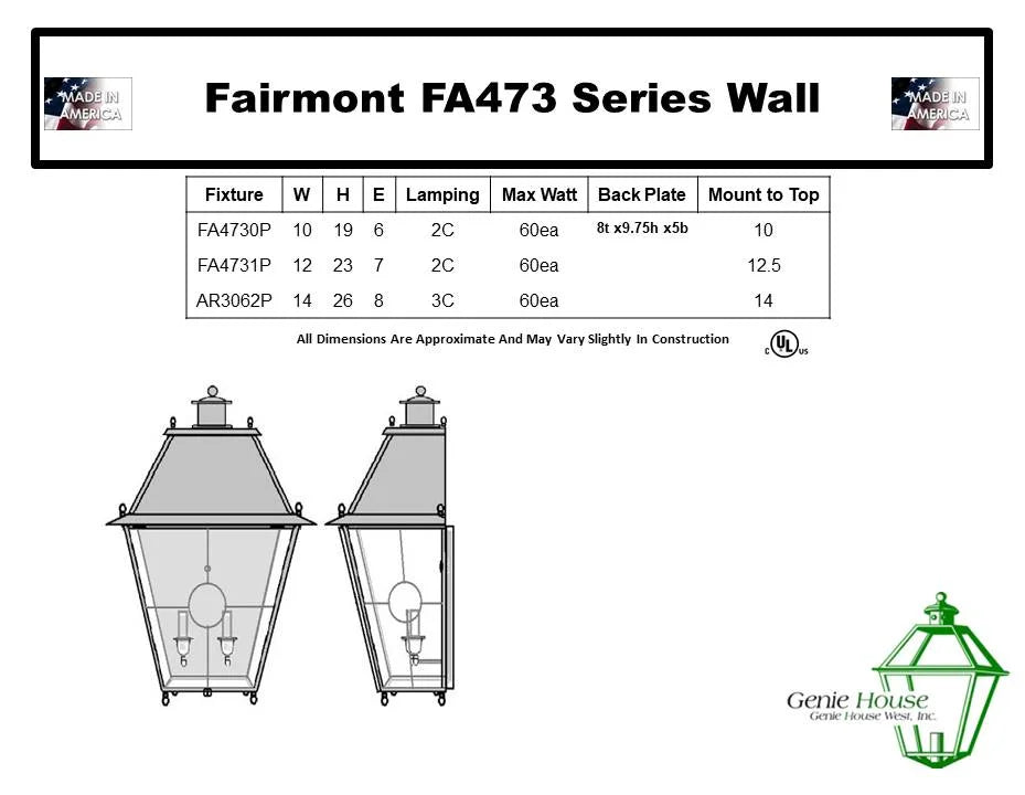 Fairmont Outdoor Wall Lantern FA4731P