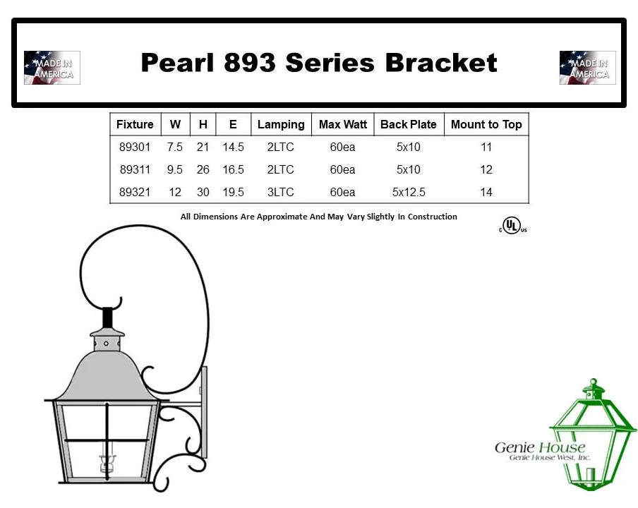 Pearl Outdoor Wall Lantern 89321 with Top Scroll