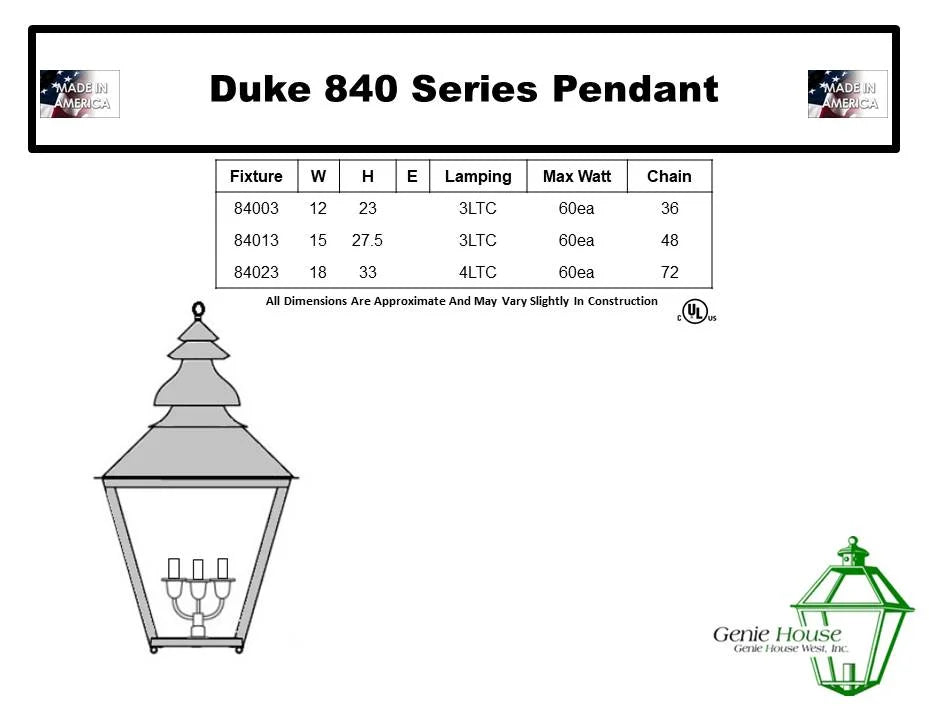 Duke Outdoor Hanging Lantern 84013