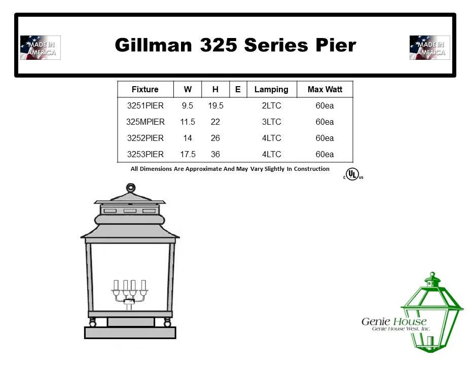 Gillman Outdoor Pier Mount Lantern 3251PIER