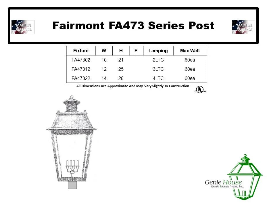Fairmont Outdoor Post Lantern FA47312