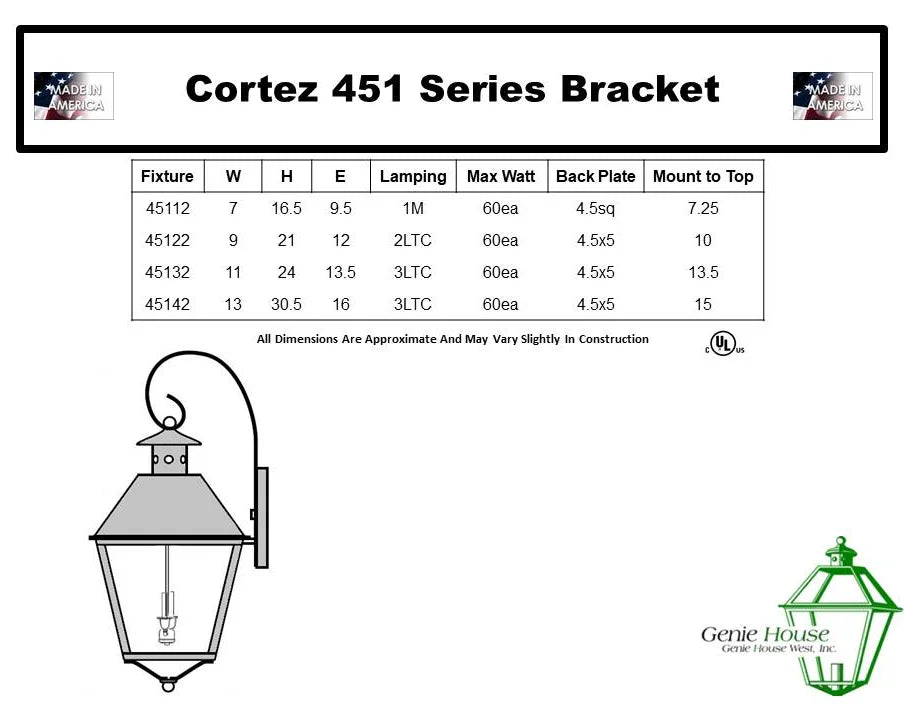 Cortez Outdoor Small Wall Bracket Lantern 45112
