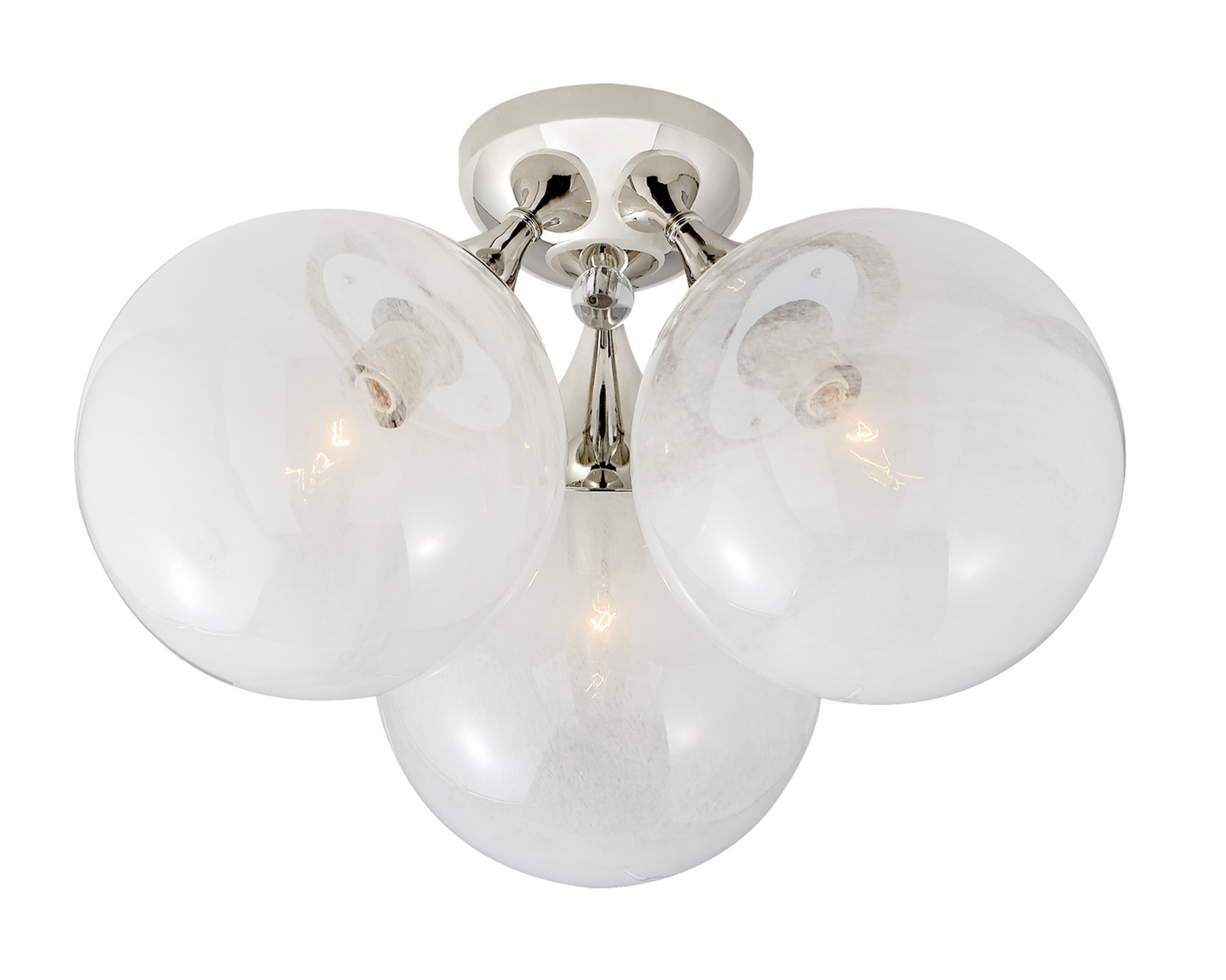 Aerin Cristol Large Triple Flush Mount with White Strie Glass ARN4401 OPEN BOX