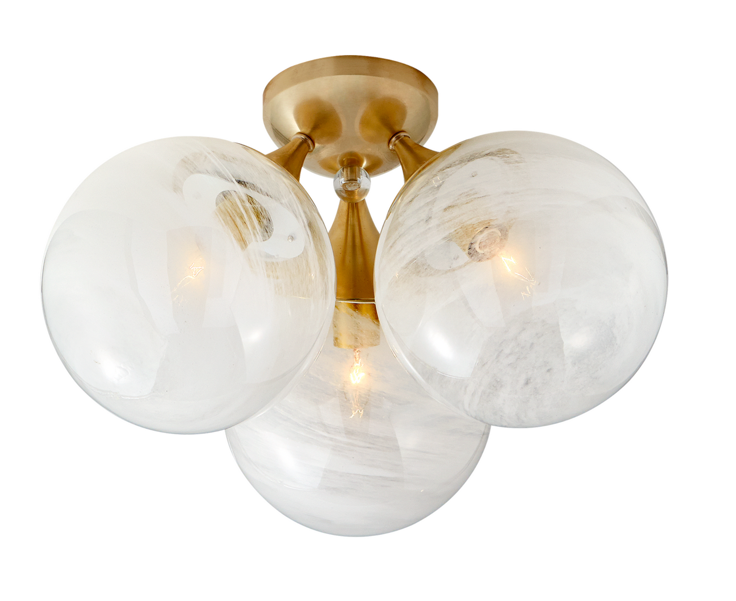 Aerin Cristol Large Triple Flush Mount with White Strie Glass ARN4401 OPEN BOX