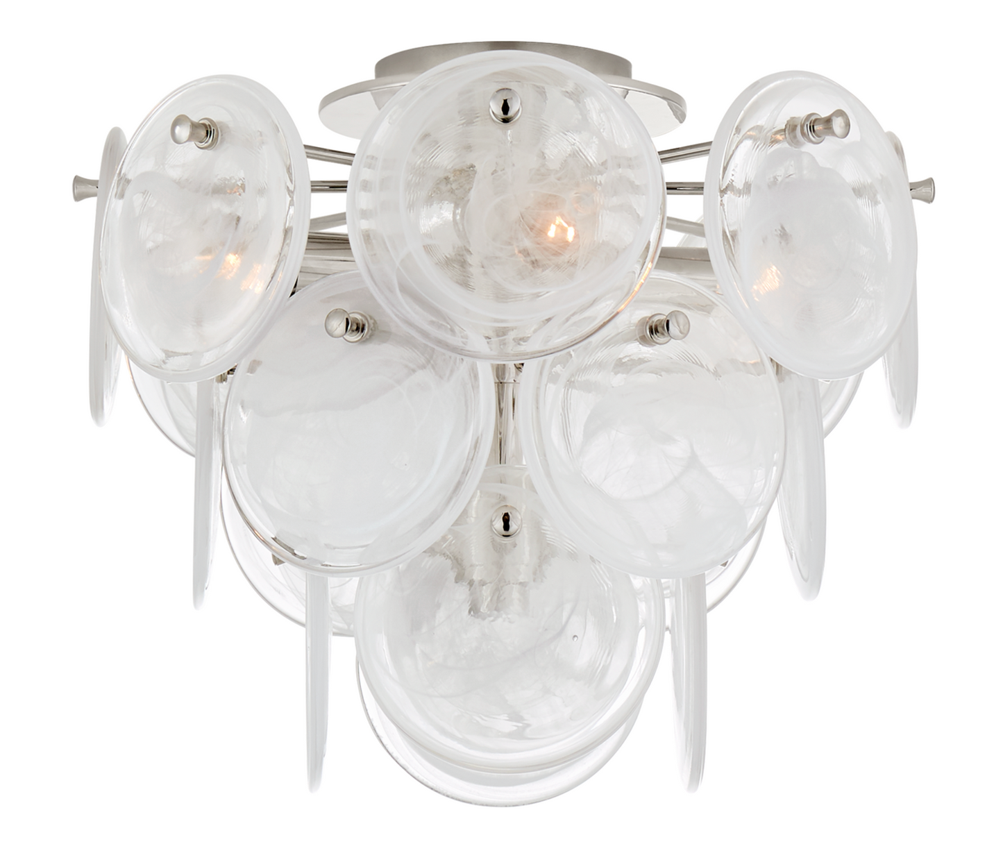 Aerin Loire Medium Tiered Flush Mount with White Strie Glass ARN4450 OPEN BOX