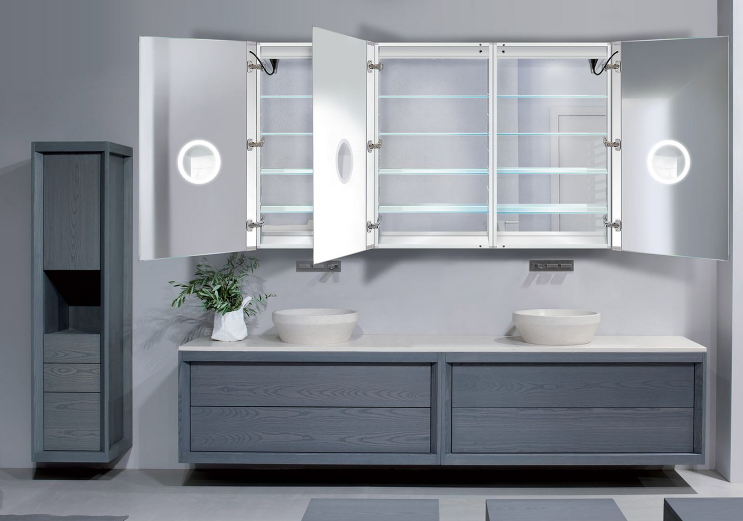 SVANGE 72 X 42 LED Lighted Mirror Medicine Cabinet, Defogger included, 3 Door Options