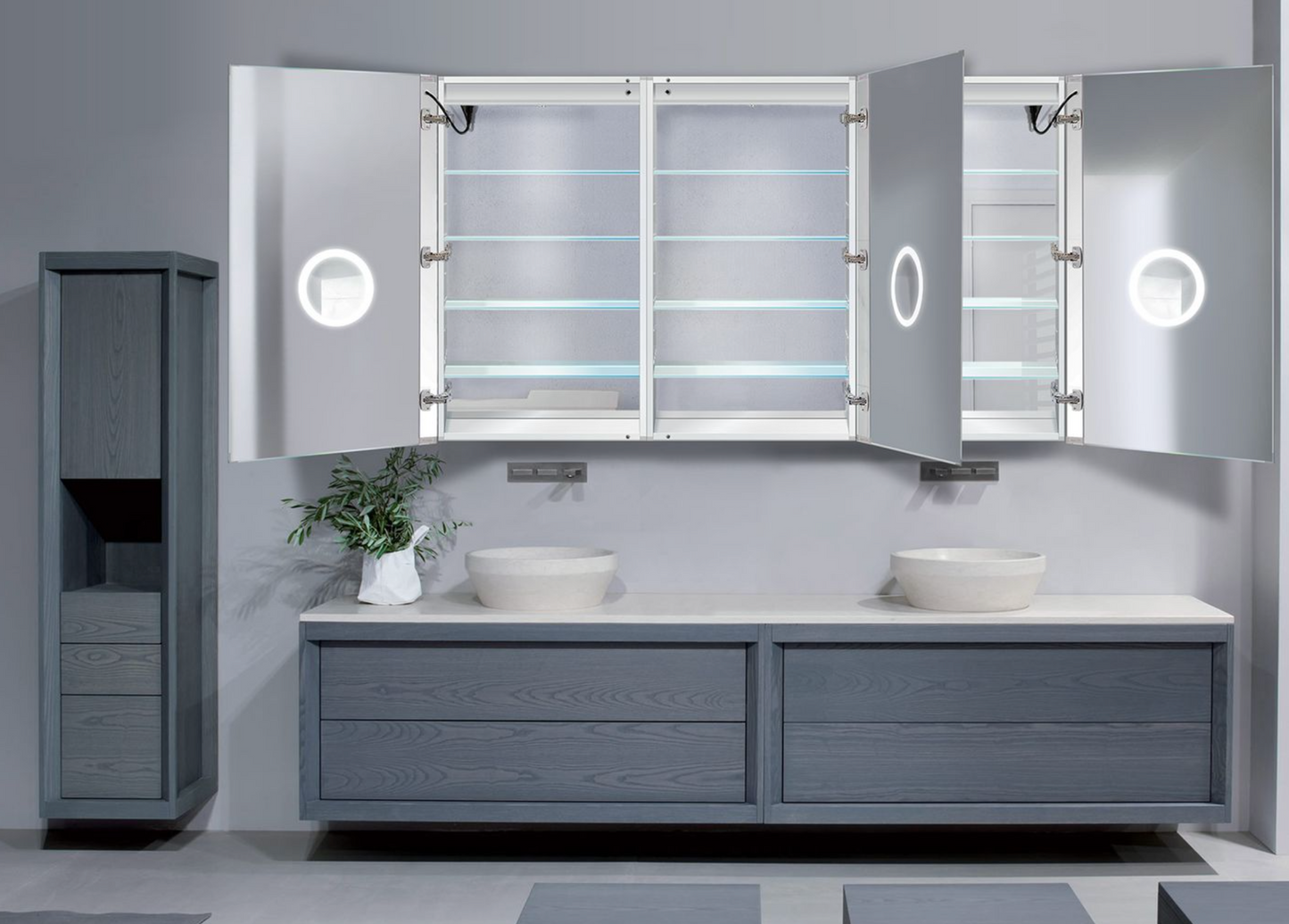 SVANGE 72 X 42 LED Lighted Mirror Medicine Cabinet, Defogger included, 3 Door Options