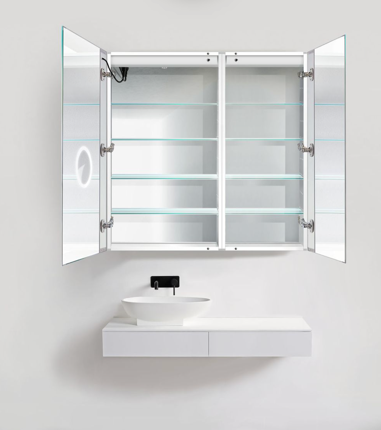 SVANGE 42 X 42 LED Two Door Lighted Mirror Medicine Cabinet, Defogger included