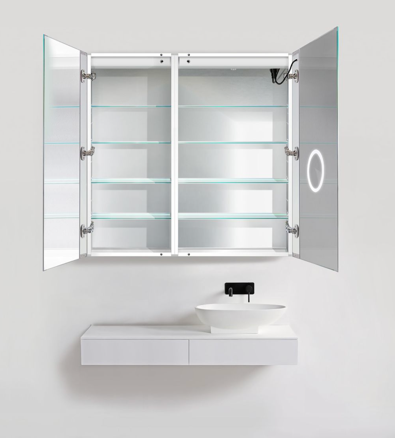 SVANGE 42 X 42 LED Two Door Lighted Mirror Medicine Cabinet, Defogger included