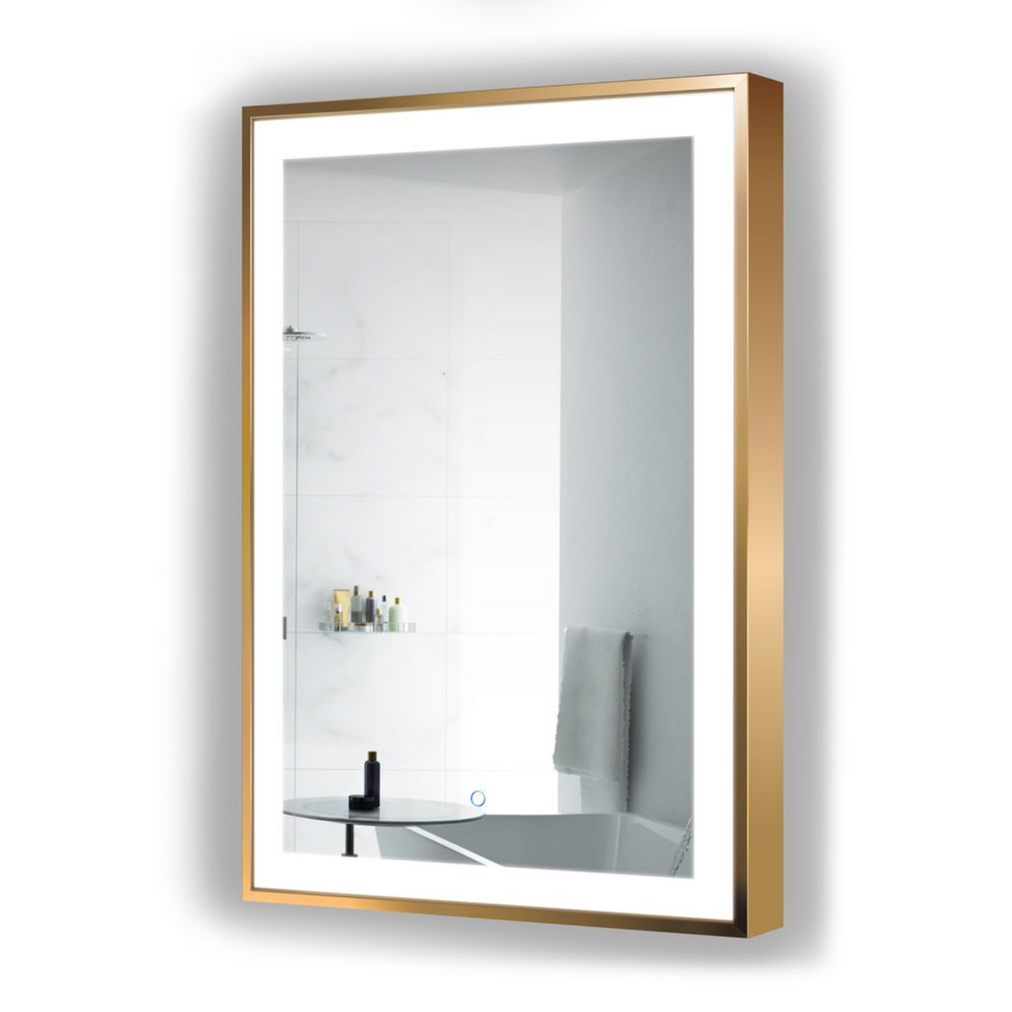 SOHO 24 X 36 Bathroom LED Mirror comes in Gold and Black Finishes