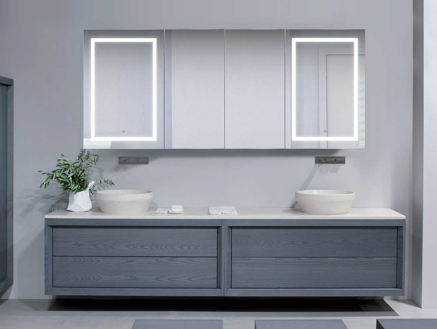 SVANGE 84 X 36 LED Lighted Mirror Medicine Cabinet, Defogger included