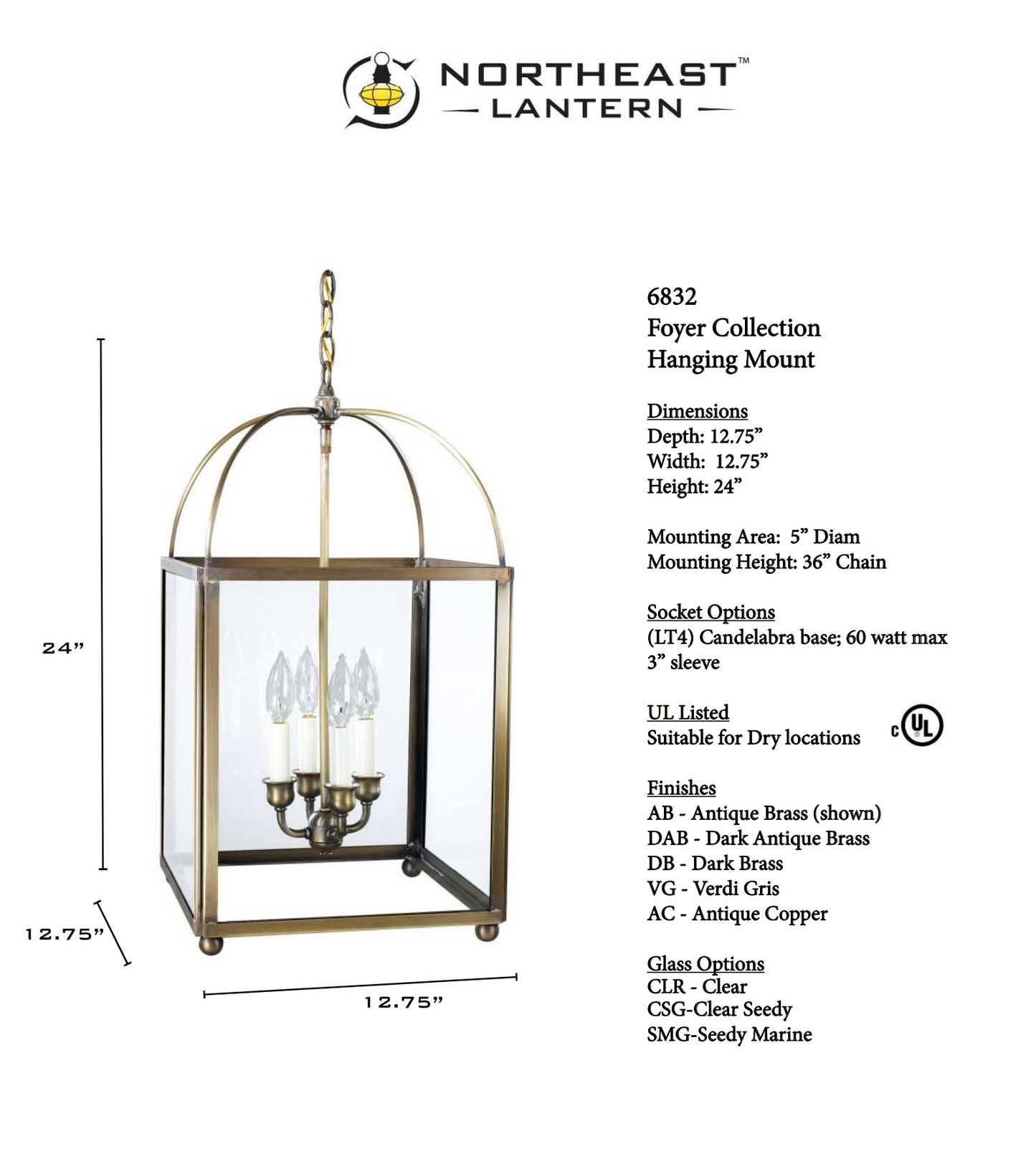 Foyer Indoor Hanging Lantern 6832