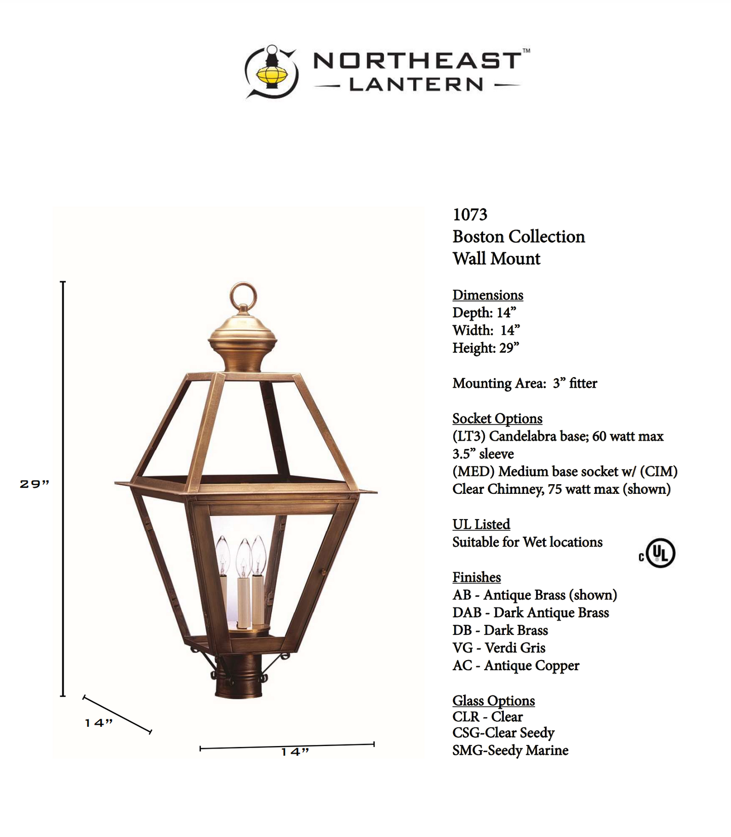 Boston Outdoor Post Lantern 1073