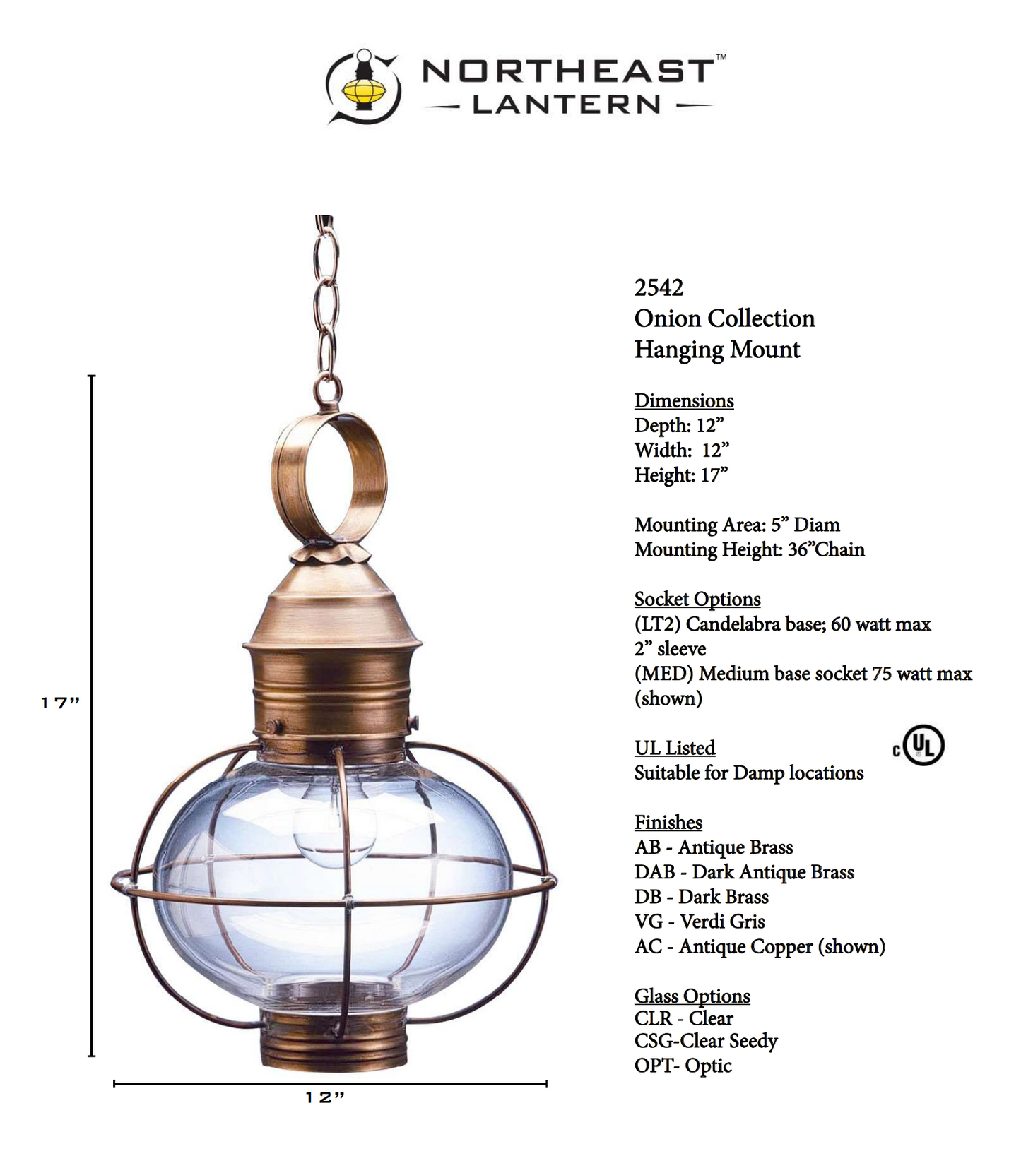 Caged Onion Outdoor Hanging Lantern 2542