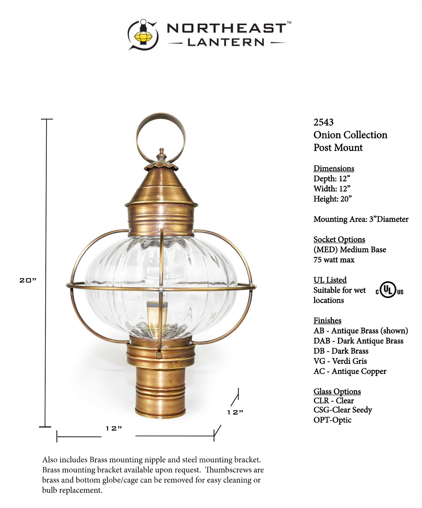 Caged Onion Outdoor Post Lantern 2543 Quickship