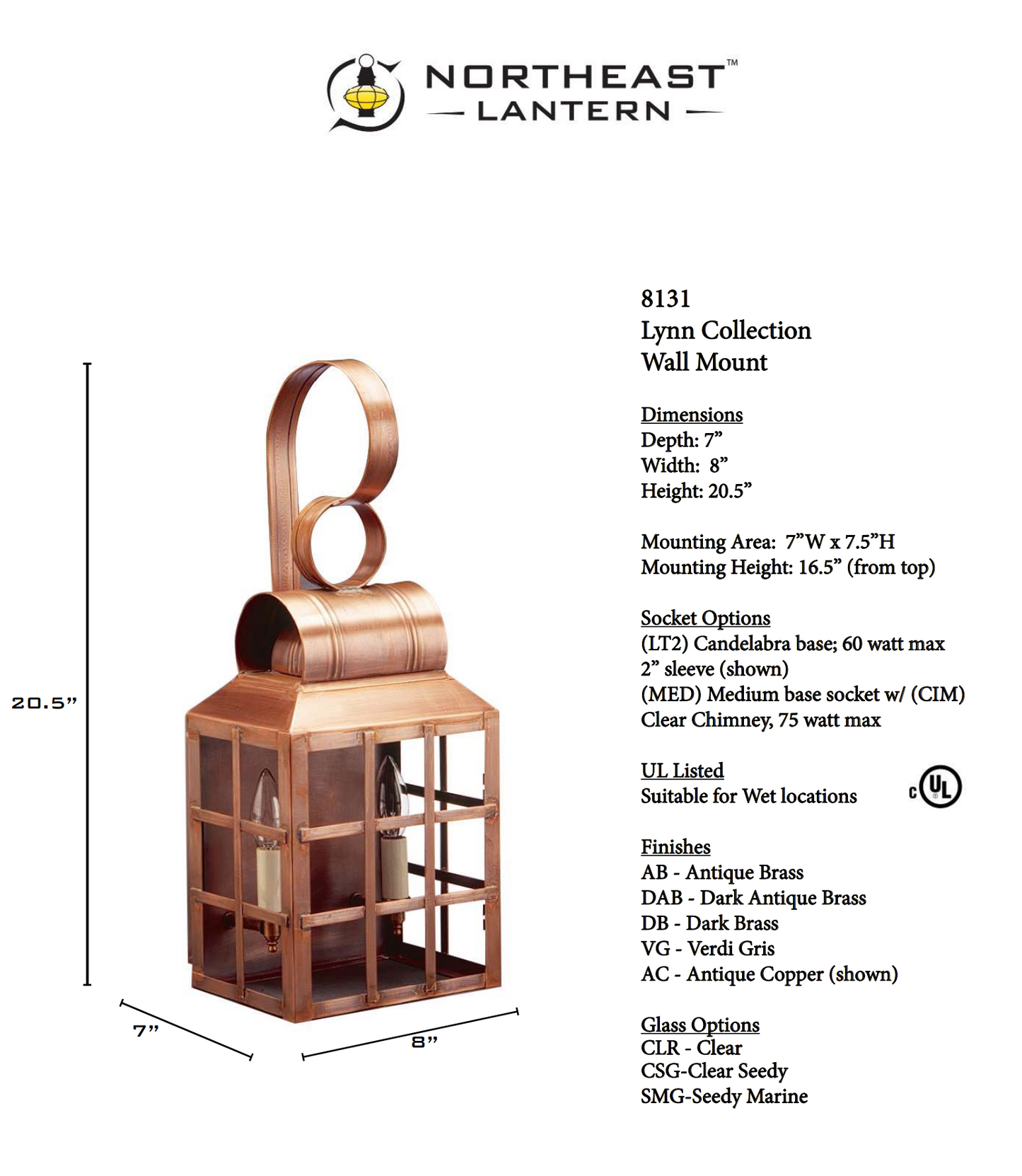 Lynn Culvert Top H Bars Outdoor Wall Lantern 8131