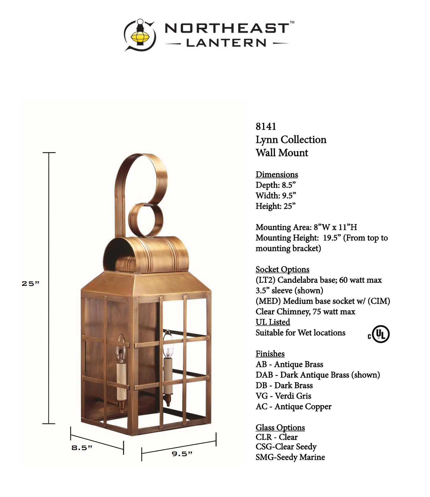Lynn Culvert Top H Bars Outdoor Wall Lantern 8141