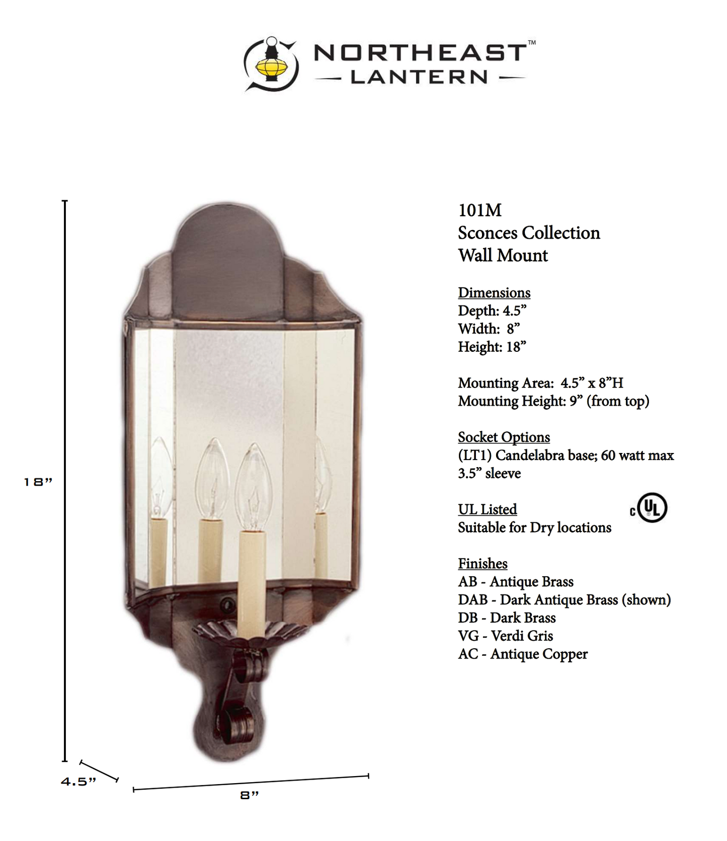 Medium Mirrored Wall Sconce 101M