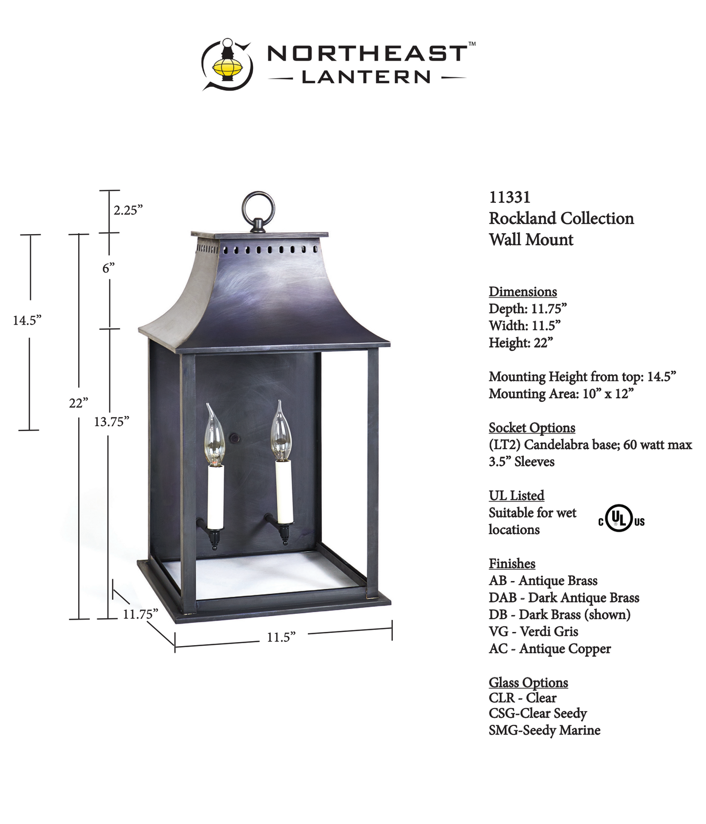 Rockland Large Wall Lantern 11331