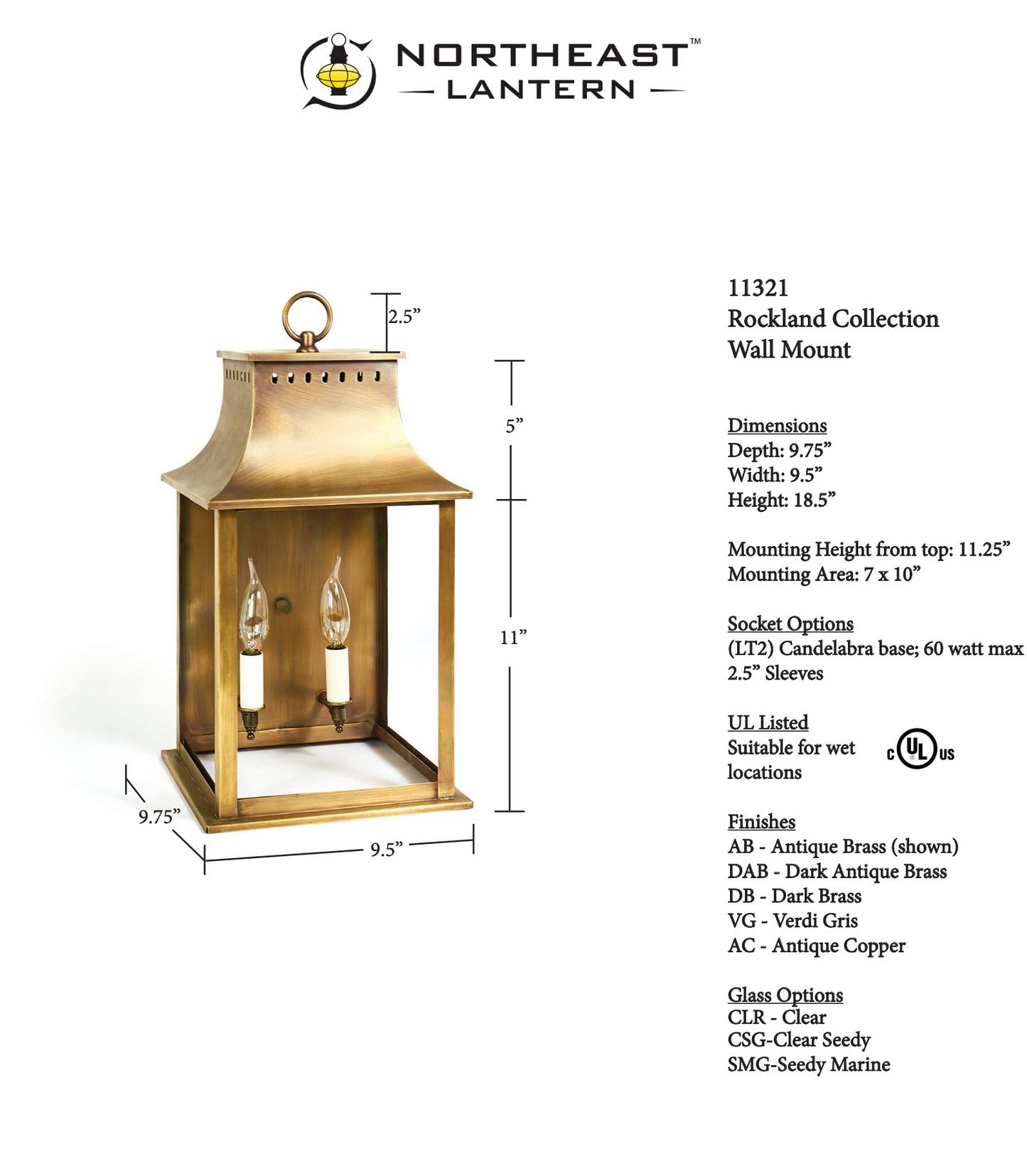 Rockland Medium Wall Lantern 11321
