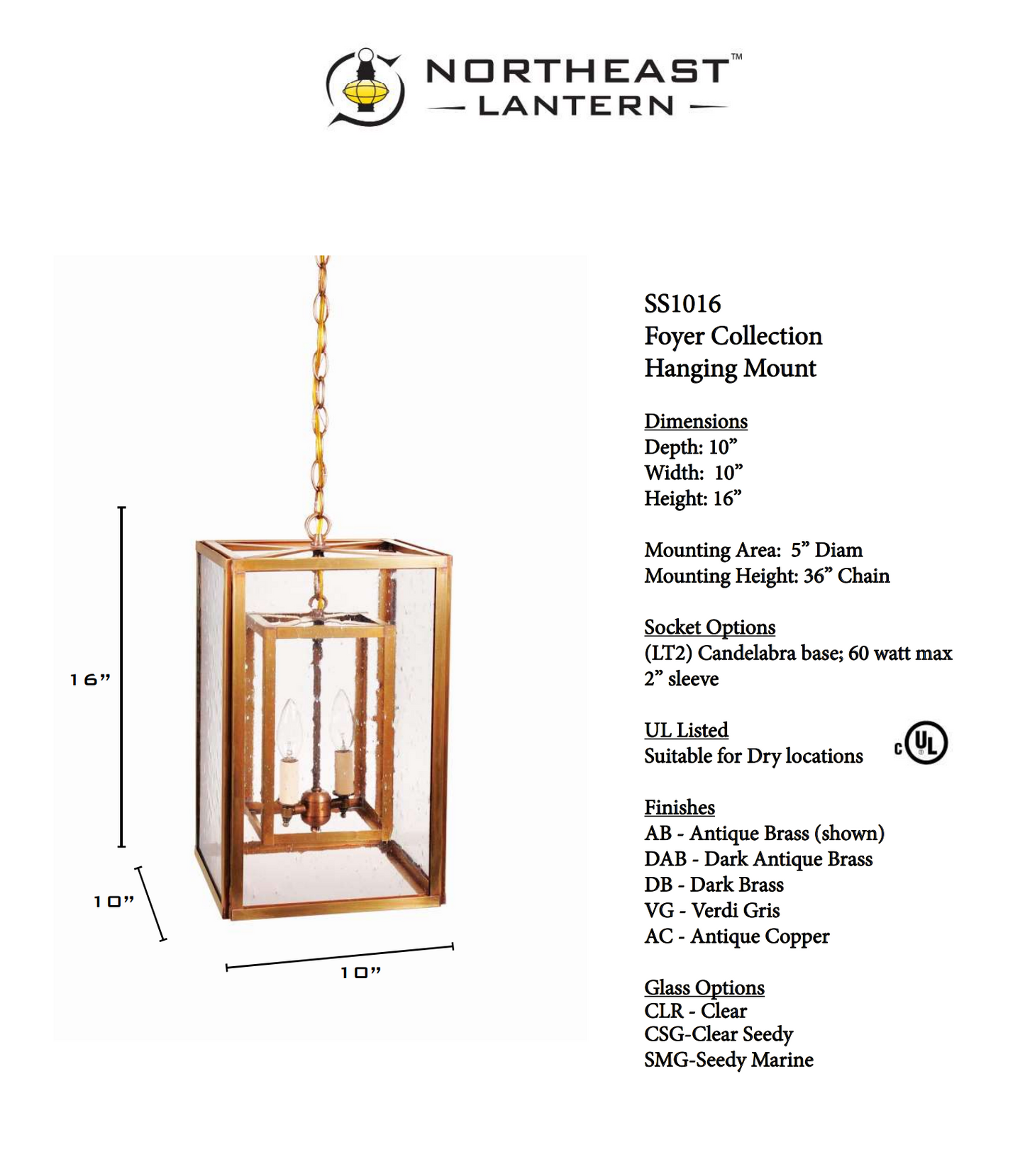 Transitional Square Hanging Inside Square Hanging Indoor Lantern SS1016