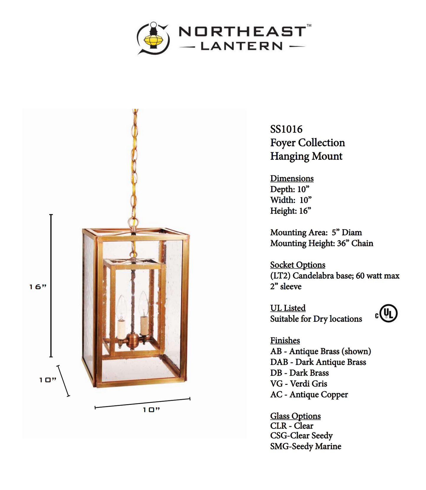 Transitional Square Hanging Inside Square Hanging Indoor Lantern SS1220