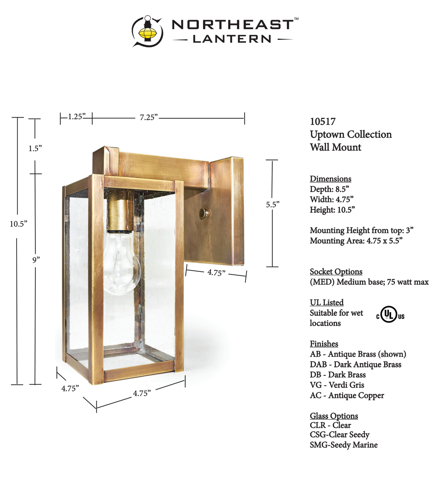 Uptown Small Outdoor Wall Lantern 10517