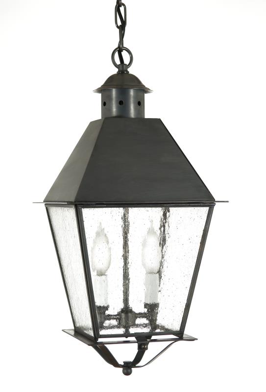 4442 Country Manor Small 7.5"W Hanging Outdoor Lantern with Metal Top