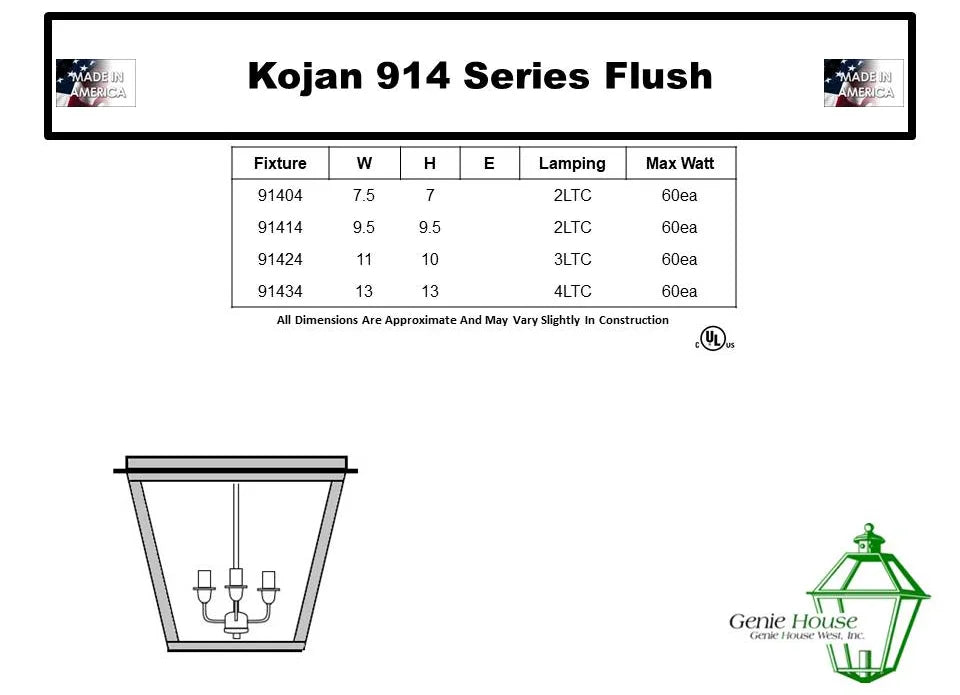 Kojan Outdoor Flush Mount Lantern 91404