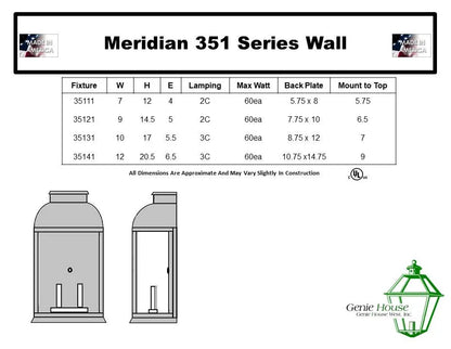 Meridian Outdoor Medium Wall Lantern 35121