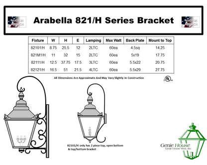 Arabella Outdoor Wall Lantern 821M1H with Top Scroll