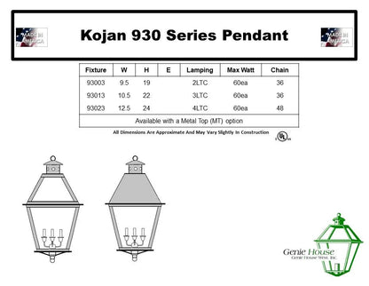 Kojan Outdoor Hanging Lantern 93013