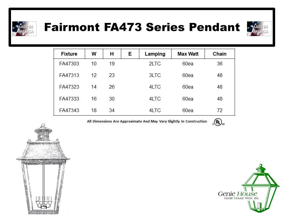 Fairmont Outdoor Hanging Lantern FA47343