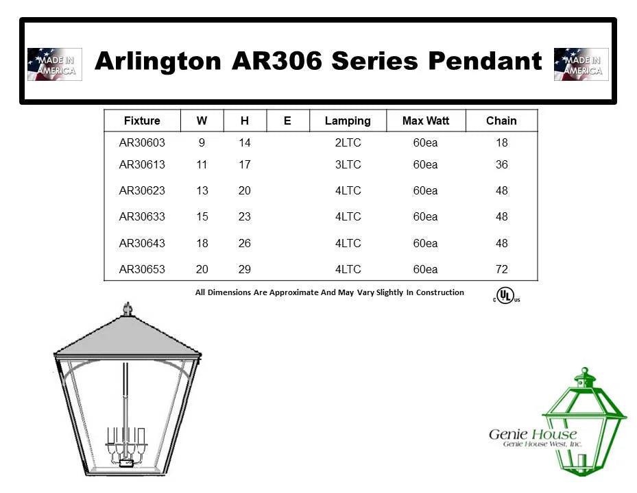 Arlington Outdoor Hanging Lantern AR30603