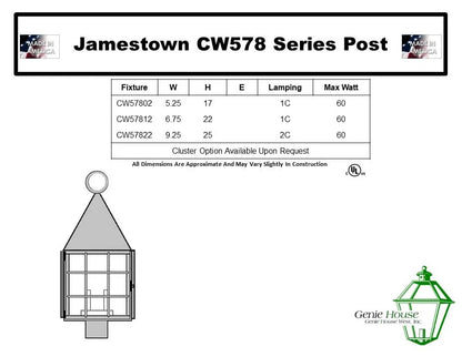 Jamestown Outdoor Post Lantern CW57812
