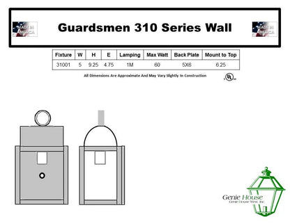 Guardsmen Outdoor Wall Lantern 31001
