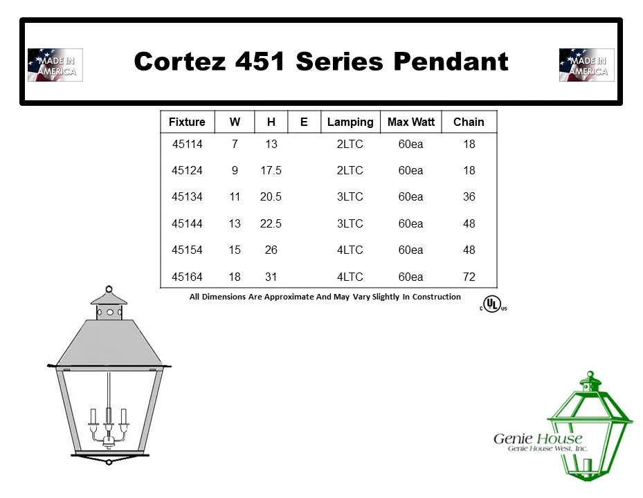 Cortez Outdoor Small Hanging Lantern 45114