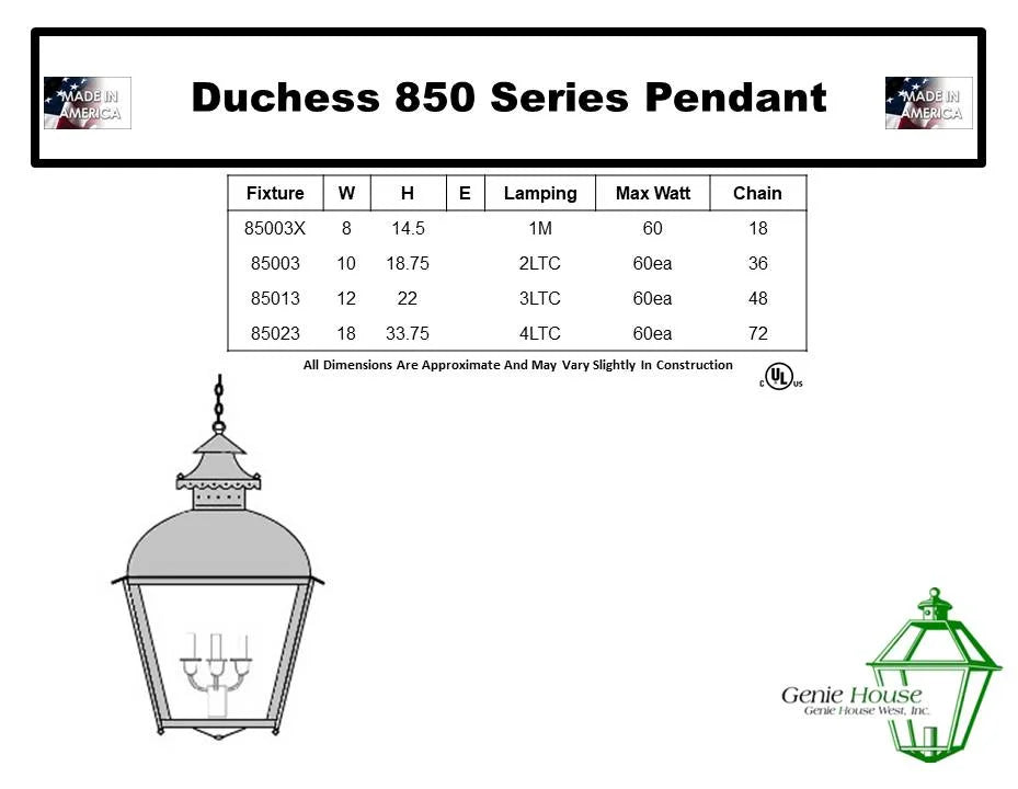 Duchess Outdoor Hanging Lantern 85003X