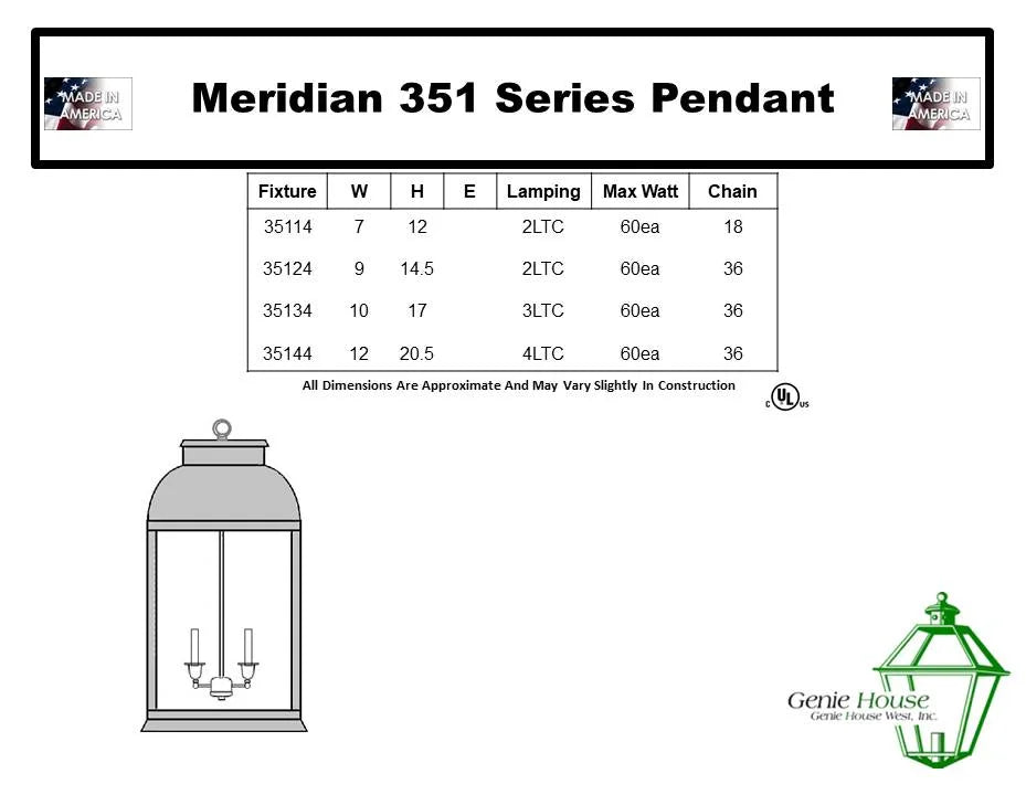 Meridian Outdoor Medium Hanging Lantern 35124