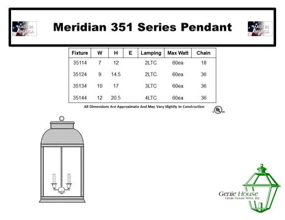 Meridian Outdoor Small Hanging Lantern 35114