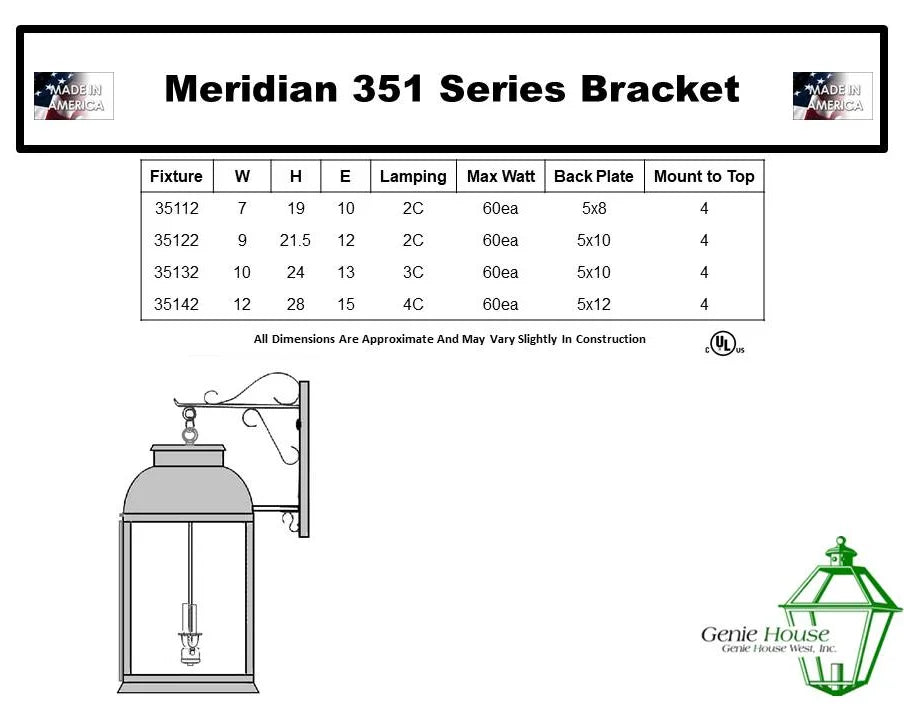 Meridian Outdoor Small Wall Bracket Lantern 35112
