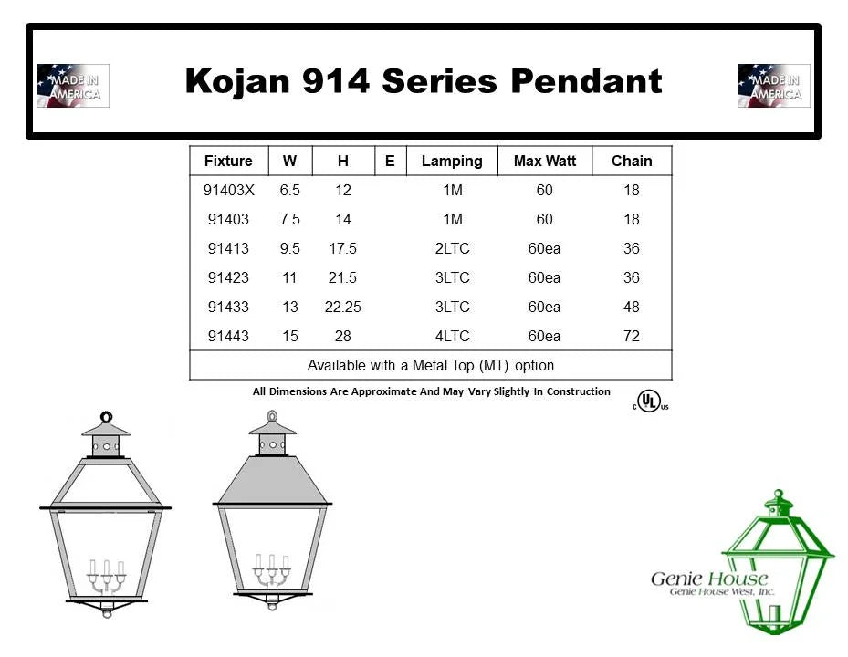 Kojan Outdoor Hanging Lantern 91423