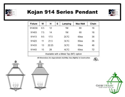 Kojan Outdoor Hanging Lantern 91433