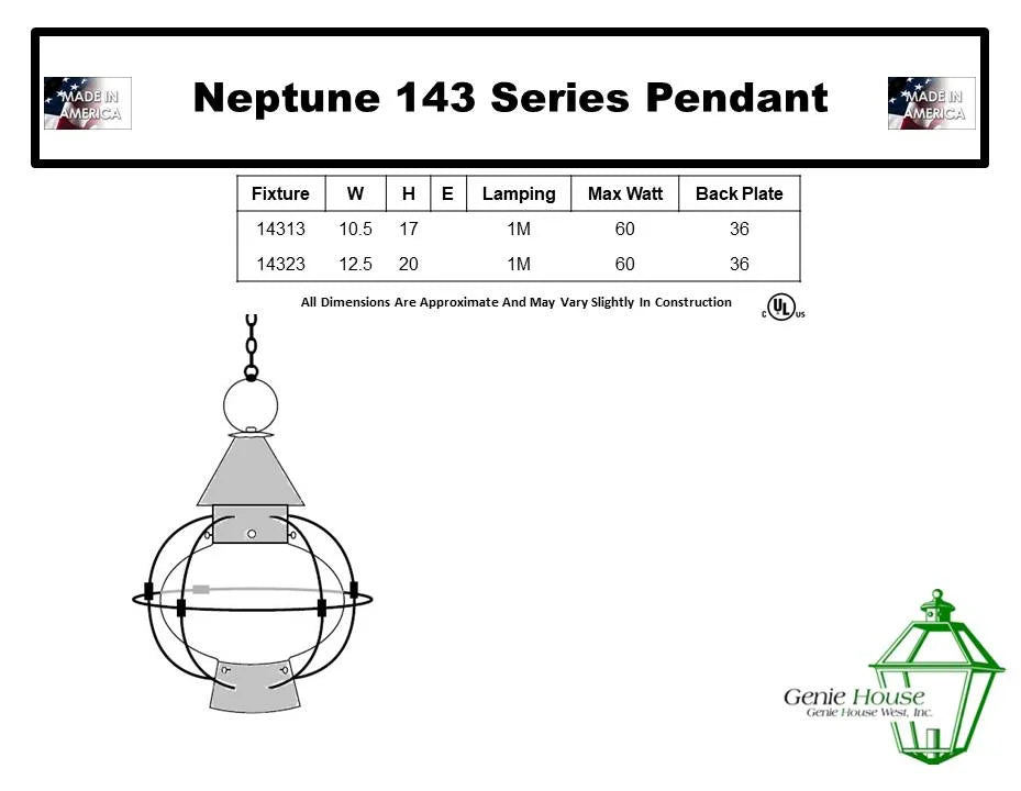 Neptune Outdoor Hanging Lantern 14323