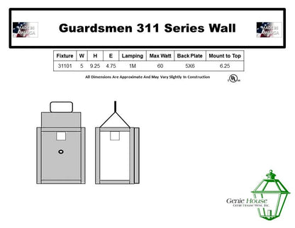 Guardsmen Outdoor Wall Lantern 31101
