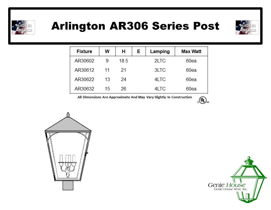 Arlington Outdoor Post Lantern AR30612