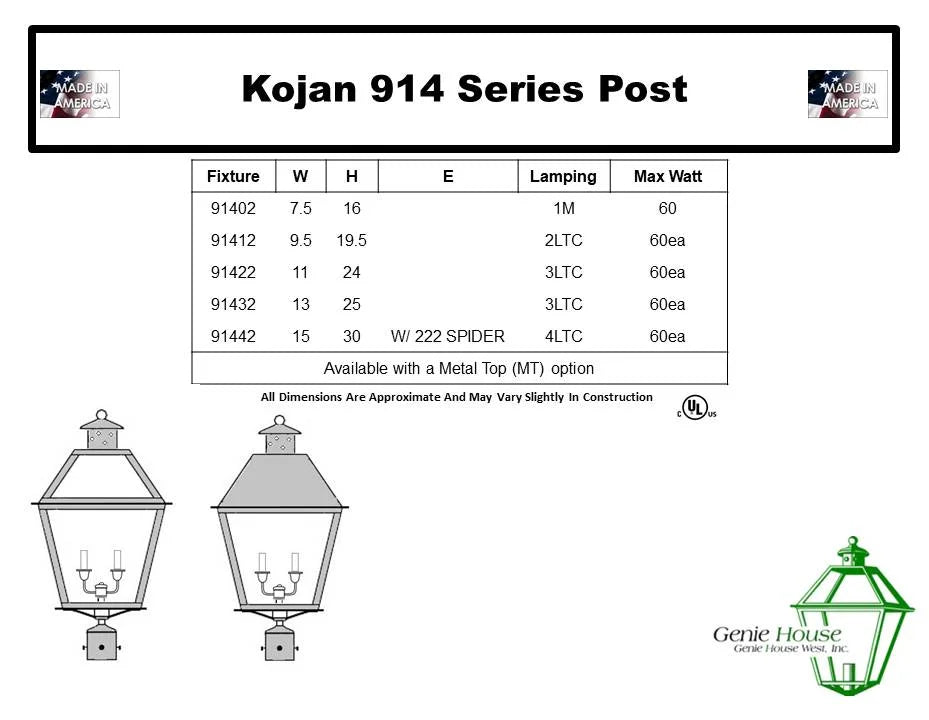 Kojan Outdoor Post Lantern 91412